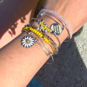 Alex & Ani Silver Daisy Bangle